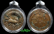 เหรียญเสือนอนกินแช่น้ำมันเสือ พระอาจารย์ประสูติ วัดในเตา (เหรียญที่ 1) ปี 2549