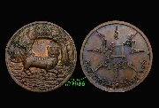 เหรียญเสือนอนกินแช่น้ำมันเสือ พระอาจารย์ประสูติ วัดในเตา ปี ๒๕๔๙ (เหรียญที่ 4)